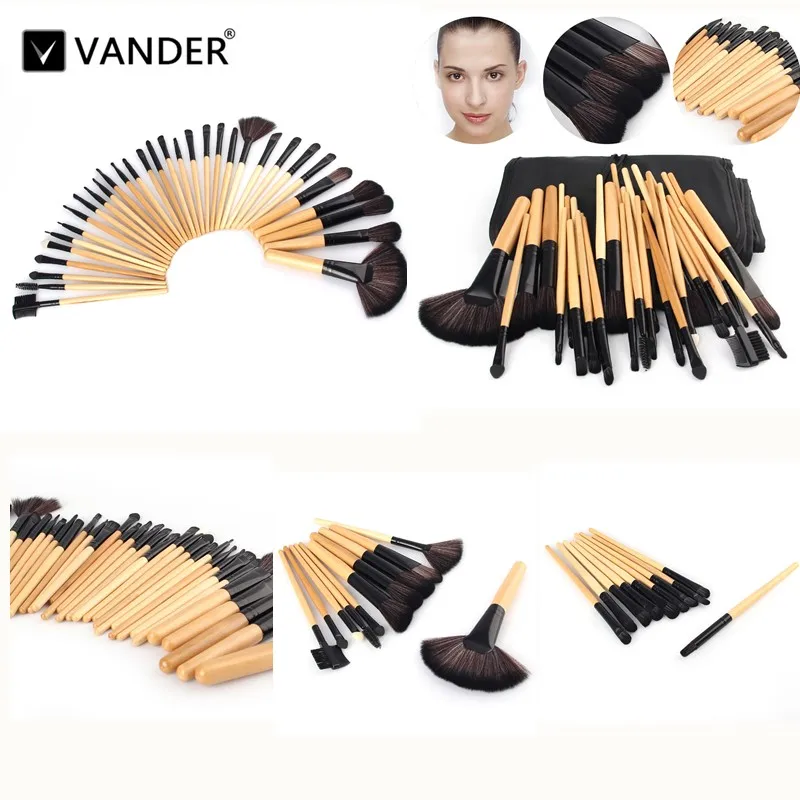 

Vander 32pcs Wood Handle Makeup Brush Set Cosmetic Brushes Foundation Powder Blusher Eyeliner pincel maquiagem Kits