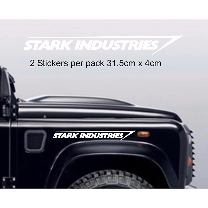 

2pcs Stark Industries stickers Marvel Avengers sticker iron man decal vinyl JDM RACING STICKER 31.5x4cm
