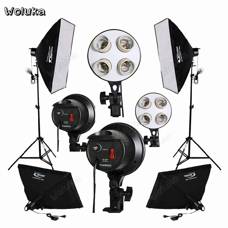 

4 X Four lamp head + 4 softbox set + 2 light stand set photo studio photography for commodity photographic equipment CD50 T10