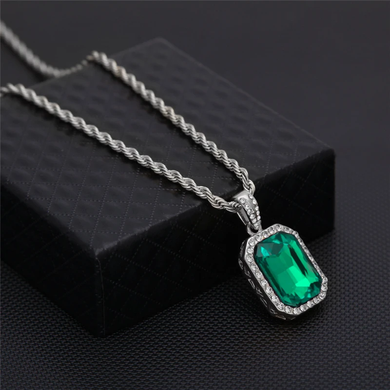 Винтажный хип хоп золотой Bling Iced Out Мини камень из нержавеющей стали цепь подвески