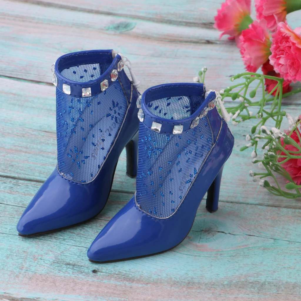 

Handmade 1/3 BJD Doll Stiletto High Heels Ankle Boots for Supper Dollfie SD AOD Blue Shoes