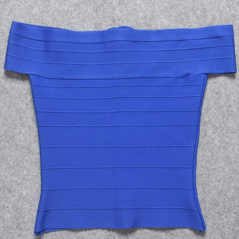 Высокое качество Синий Эластичный вязаный женский сексуальный модный с открытыми плечами клубный бандажный Топ