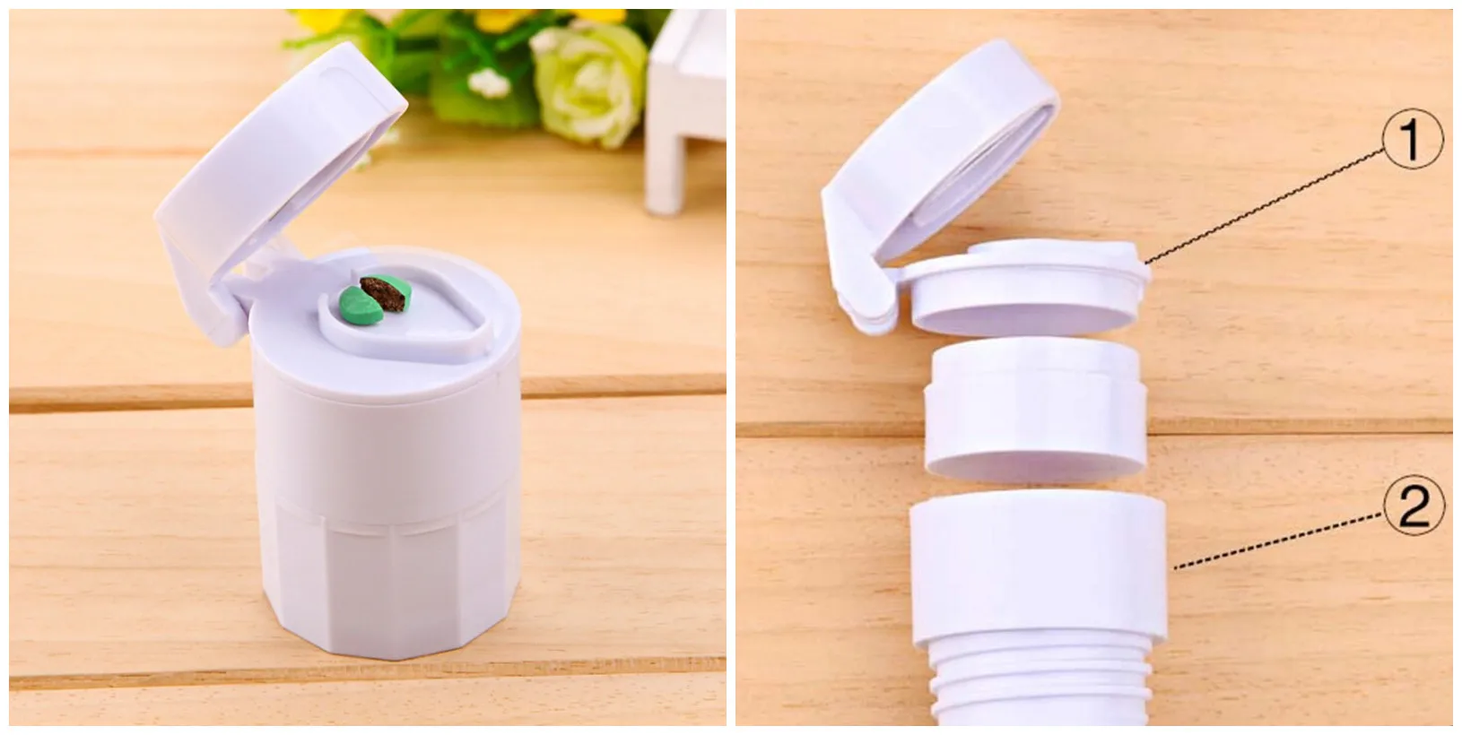 4 in 1 Pill Cutter Portable 4 Layer Powder Tablet Grinder Powder