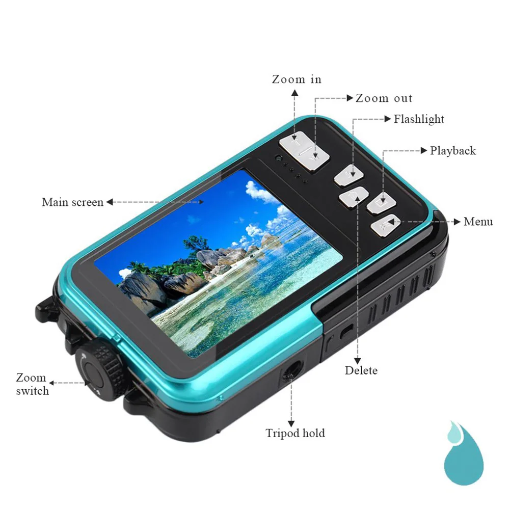 

New Waterproof Digital Camera 1080P Full HD 24MP Selfie Dual Screen Video DV Recorder