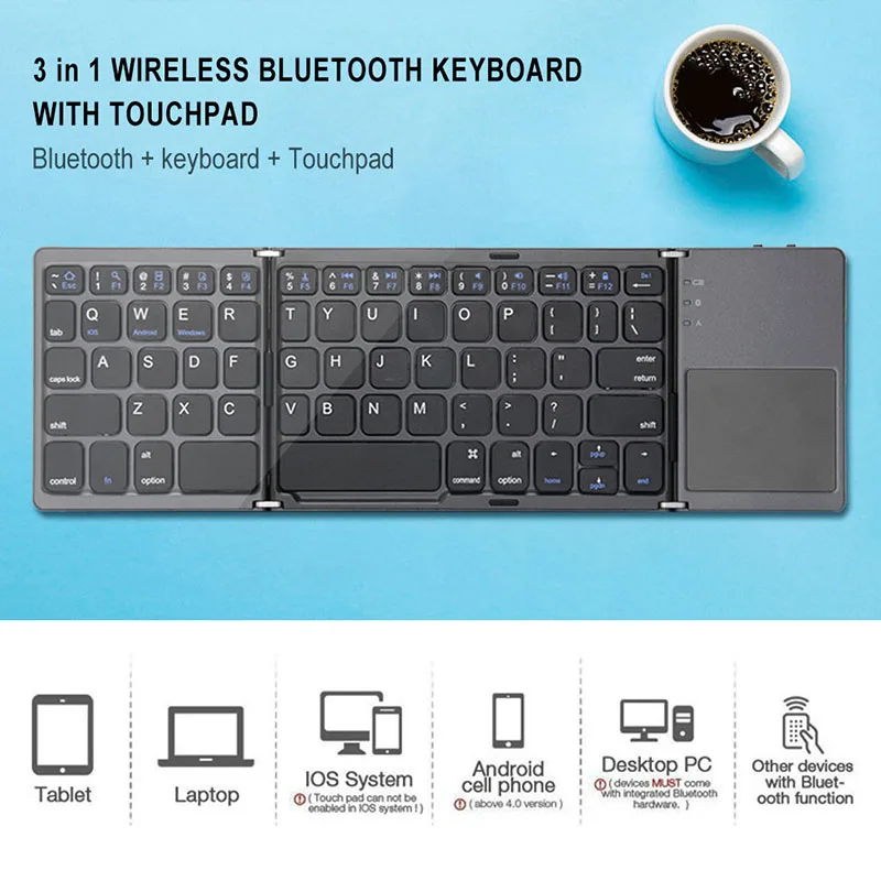 

for Mobile phone Tab S3 Tablet Rechargeable BT Touchpad Keyboard Aluminum Bluetooth 3.0 Ultra-slim Design 64 Keys Mini