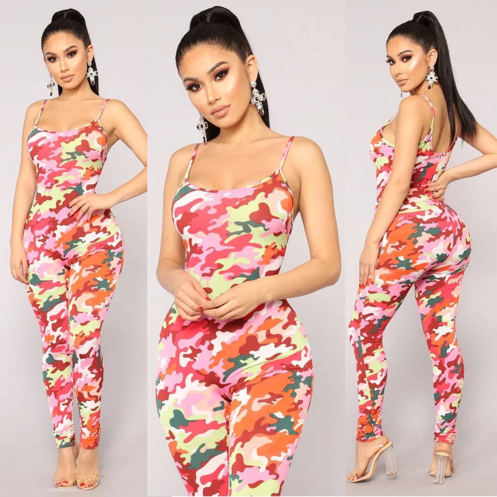

High Quality Jumpsuits For Women Summer 2019 Casual Skinny Jumpsuit Sleeveless Sexy Jumpsuit Off Shoulder Pink Women Clothing