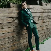 Зеленые мужские свадебные костюмы для выпускного вечера красивый 2 шт тонкий Fit смокинг для приемов шафер Жених костюмы Мужской Блейзер и брюки