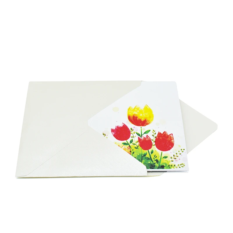  Tulip 3D Pop UP Card Flower Gift with envelope stickers Bridal shower laser cut invitation wedding  - 32893651392