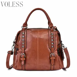 VOLESS модного бренда искусственная кожа Для женщин сумки Высокое качество Crossbody сумки для Для женщин роскошный большой Ёмкость заклепки