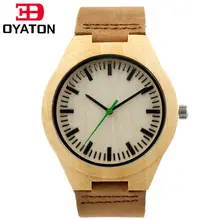 Unique Vogue Hommes Bambou montre En Bois Montres À Quartz-Montre Sport En Plein Air Montres Horloge Bracelet En Cuir Relojes Hombre 2016