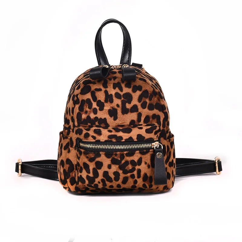 cheap new Leopard Lady Backpack 2018 Mini Cute Backpack for Teenage girls Female school Bag Scrub Casual Trend Pu Female Bag Sca