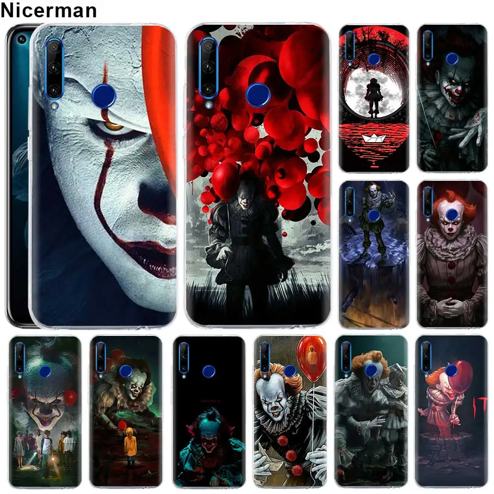 

Soft Silicone Case for Honor 20 Pro 8X 8S 8A 8C V20 10 20 Lite for Huawei P30 P30 Pro Capa Pennywise Clown Horror Clear TPU Case
