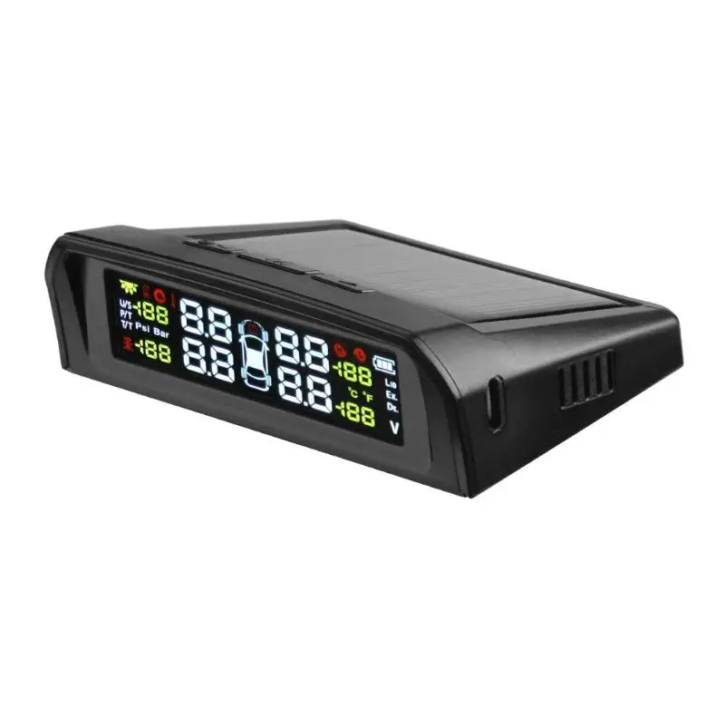 

LCD Display Car TPMS Tyre Tire Pressure Monitoring System Solar Powered Auto Security Alarm Systems TPMS Receiver with 4 Sensors