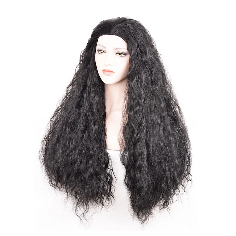 Coshome Moana Wigs Peluca Men Women Synthetic Long Black Brown Curly Hair Halloween Party Cosplay  For Women 31.5inch (2)