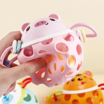 

DDWE 4Pcs 0-12 Months Baby Rattles toys Intelligence Grasping Gums Plastic Animal Music Hand Early Educational Gift for Newborns