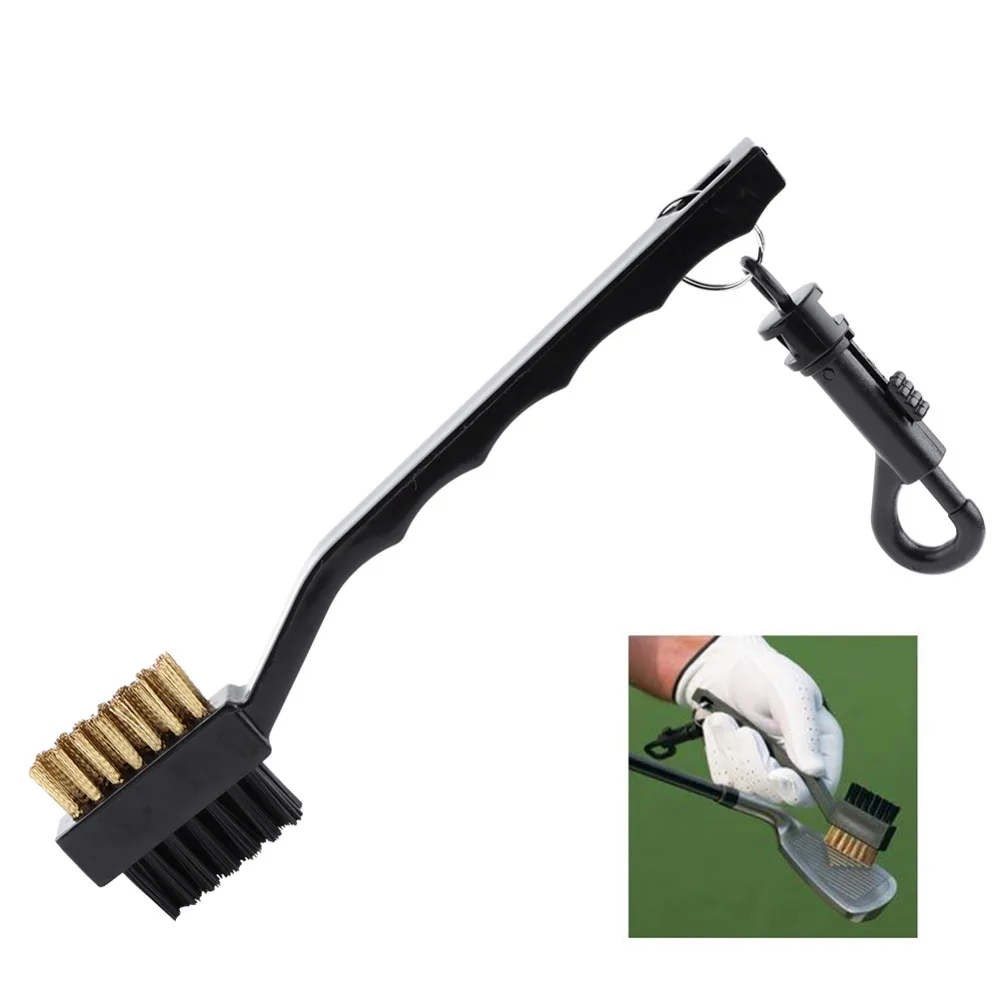 1pcs New Double Side Headed Brush Brass PP Golf Brush Groove Cleaner