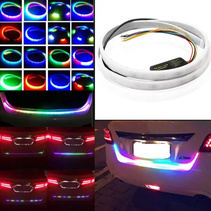 Автомобильный сигнальный светильник для поворота багажника, RGB Светодиодная лента, светильник для багажника, многоцветная Тормозная лампа, TD326