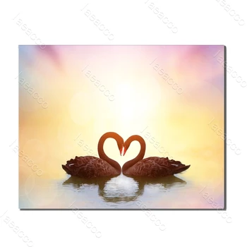 

Laeacco Romantic Swans Posters and Prints Wall Art Picture Canvas Painting For Modern Wedding Home Decor Living Room Decoration
