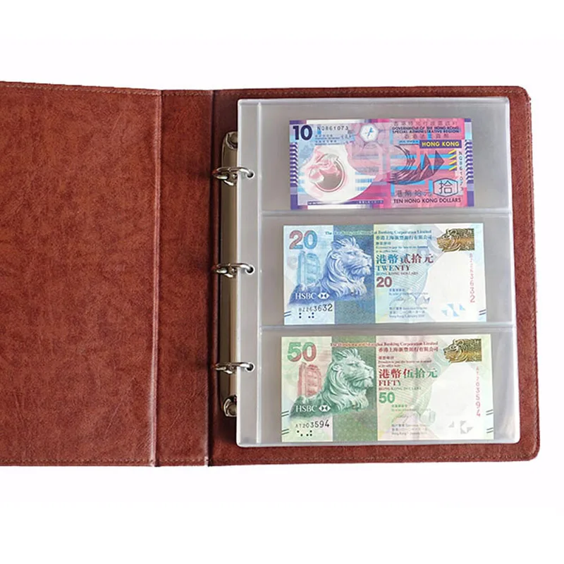 1pcs Album Pages 3 Pockets Money Bill Note Currency Holder PVC Collection 180x80mm