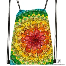 Изготовленная на заказ Великолепная Мандала_@ 1 походная сумка на шнурке милый рюкзак для детей(черная спинка) 31x40 см#180612-02-26