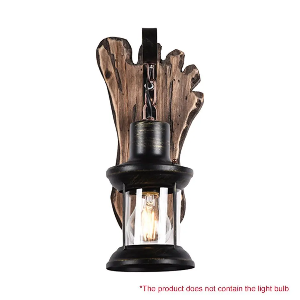

Vintage Industrial Style LED Wall Lamp Old Boat Wood Nostalgia Iron Lampshade Outdoor Lighting Floodlight for Bar Cafe Store