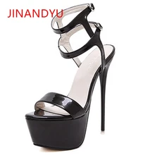 Woman Wedding Sandals Plus Size Ultra High Heels 16CM 2019 Sexy Fine High Heel Platform Sandals Pole Dance Shoes Stripper Heels plus size beautiful dress high heels 13cm sexy crystal platforms pole sandals rhinestone straps wedding shoes