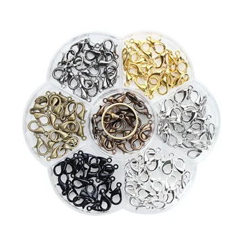 

12x6mm 140PCs Zinc Alloy gold color Antique Bronze Silver Color Lobster Clasps mixed DIY Jewelry Findings Components with Box