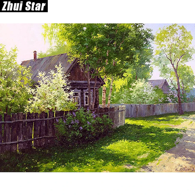 

Full Square Diamond 5D DIY Diamond Painting "Green Lawn Garden" Embroidery Cross Stitch Rhinestone Mosaic Painting Decor Gift