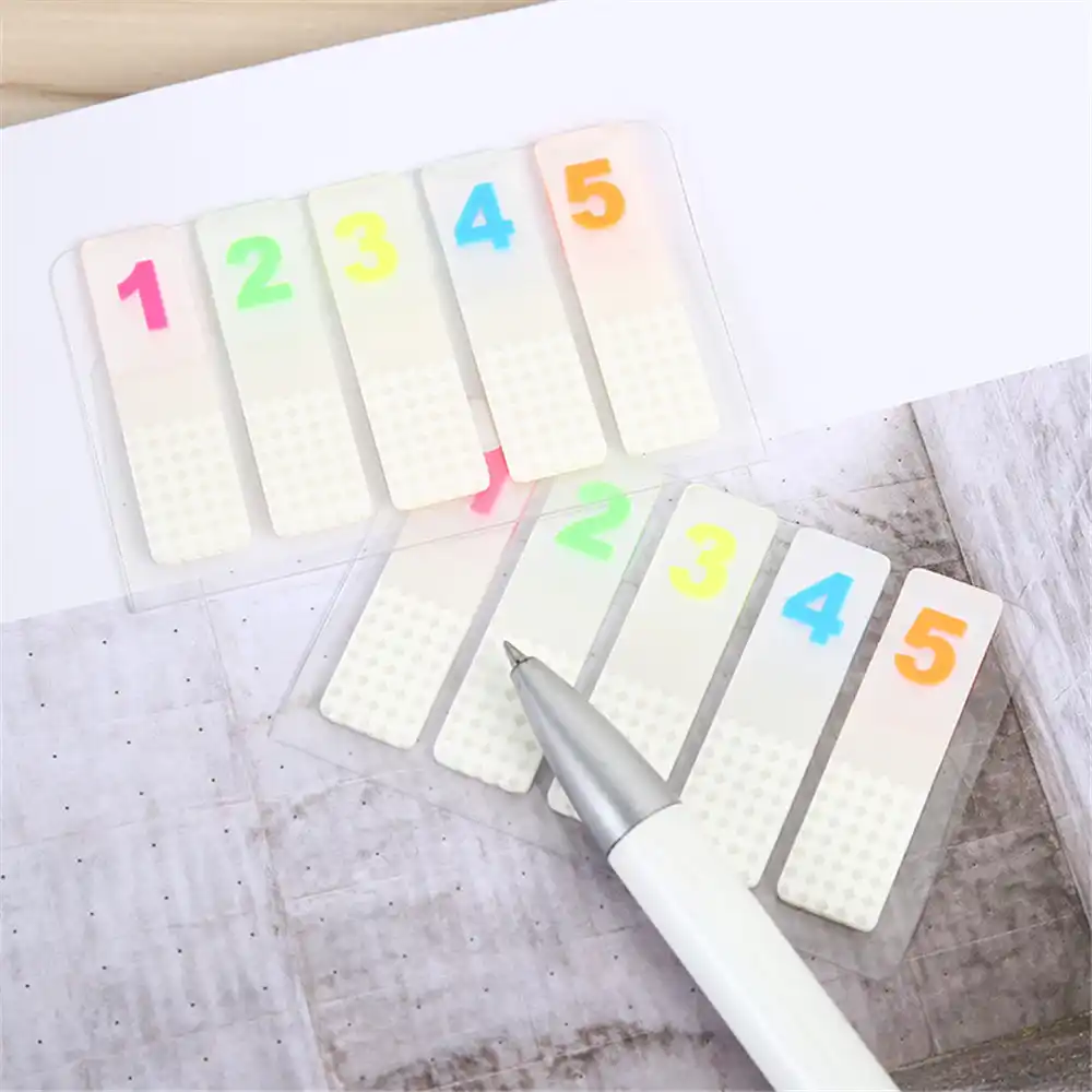 2 個蛍光数字アルファベットインデックスステッカーかわいい文具プラスチックメモパッド付箋しおりブックノートブック メモパッド Aliexpress