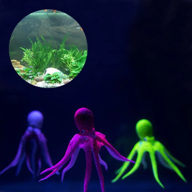 Glow Effect Artificial Colorful Octopus Fish Tank Aquarium Decor