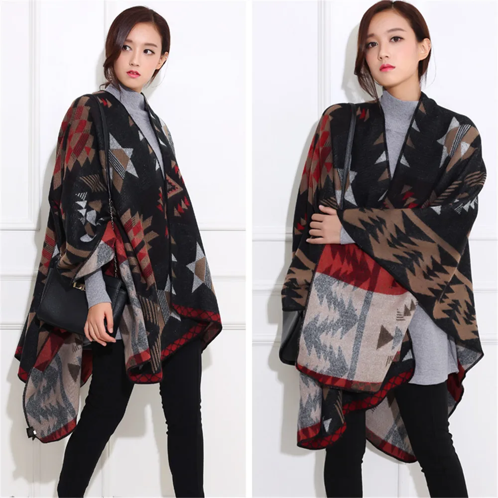 Poncho Donna Nappa Aperto Capo Coperta inverno Wrap Scialle