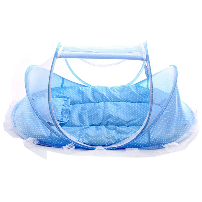 

Foldable Baby Anti-Bug Tent Infant Pop-Up Crib Cradle Tent Infant Tent Nets Baby nets Folding Yurt Blue#*