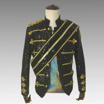 

New men's suit Michael Jackson sequin costume nightclub men's band rock singer costume