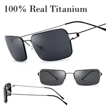 100% Real 13.9g Sólo Sin Montura de Titanio Gafas de Sol Hombres Mujeres Ultraligero sin Tornillo Con Caja de Sombra Sun Glasse Gafas De Sol Oculos