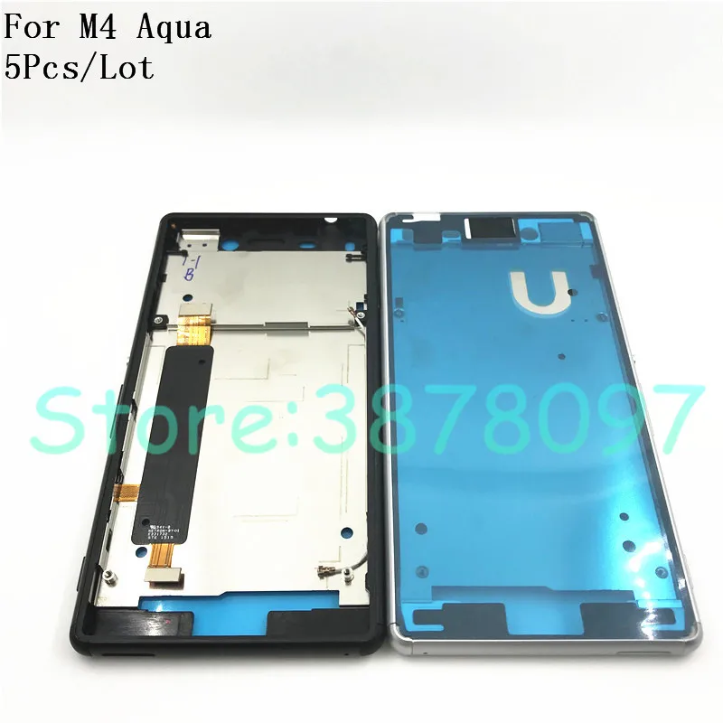 5 шт./лот для Sony Xperia M4 Aqua E2303 E2333 E2353 Корпус спереди ЖК-дисплей пластины оправки в виде лицевой рамки корпуса+ Пылезащитная заглушка для Порты и разъёмы крышка+ Стикеры