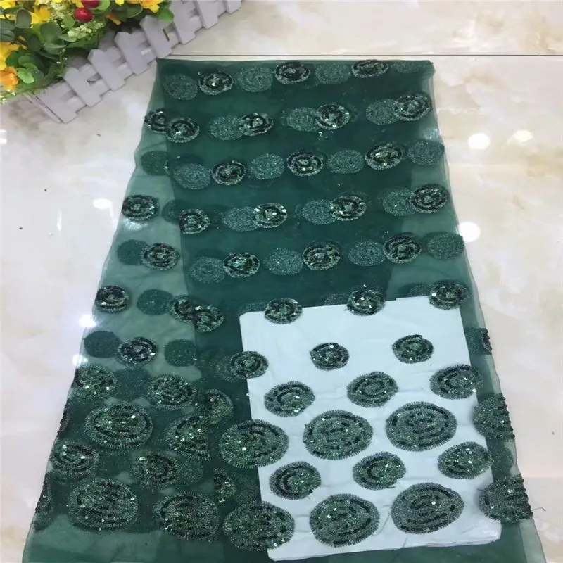 

High quality green french velvet lace 2019 embroidered tulle mesh sequins lace for party Swiss guipure Nigerian lace fabrics