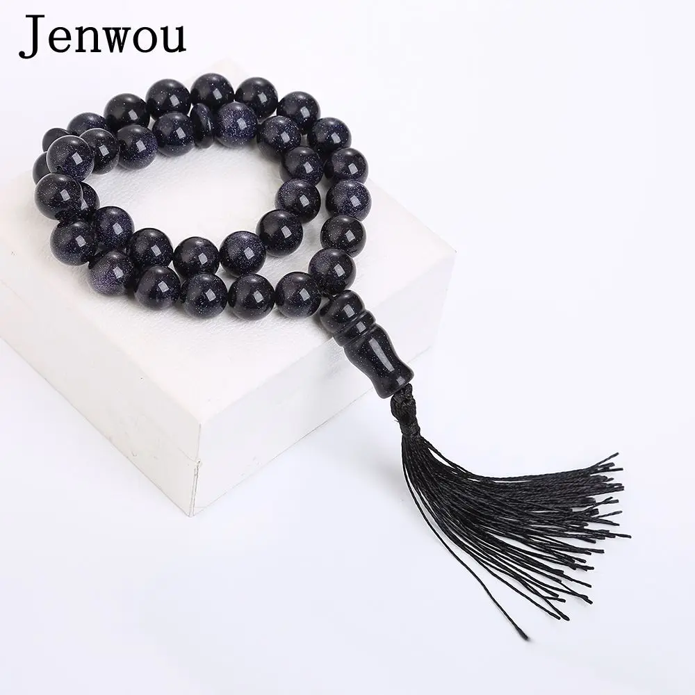 

Jewnou Blue Sandstone Rosary Religion Jewelry Tharm Women Bracelet Gemstone Beads Natural Stone Bangle Casual Strand Boheme Star