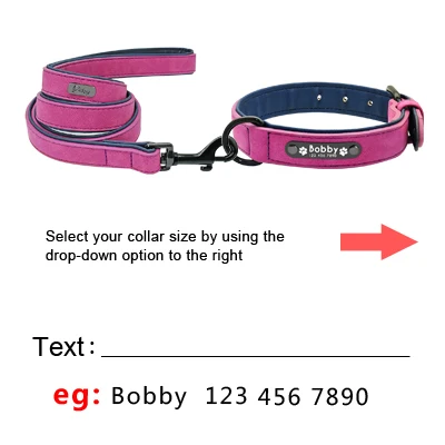 Custom Dog Collars Leather Personalized Pet Dog Tag Collar Leash Lead For Small Medium Large Dogs Pitbull Bulldog Pugs Beagle Purple Set