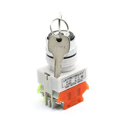 

660V 10A NO NC 4 Pin Key Selector Locking 2 Position Push Button Switch