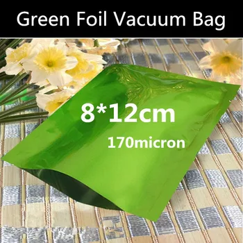 

Wholesale 200pcs 8cmx12cm (3.1'' * 4.7'') 170micron 3-side Green Aluminizing Foil Vacuum Packaging Bag Small Green Foil Bag