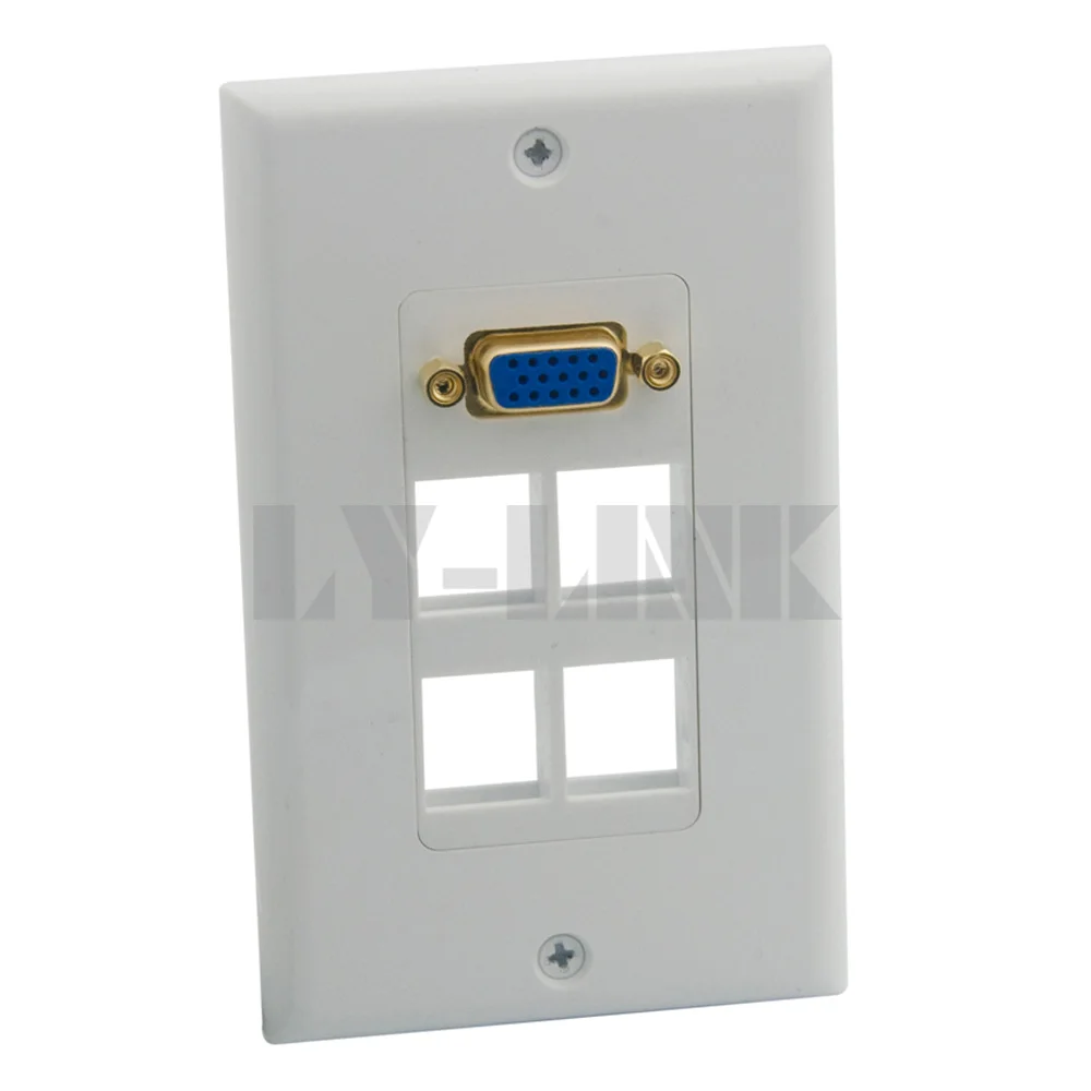 vga wall plate with 4 keystone ports and golden platein Extension