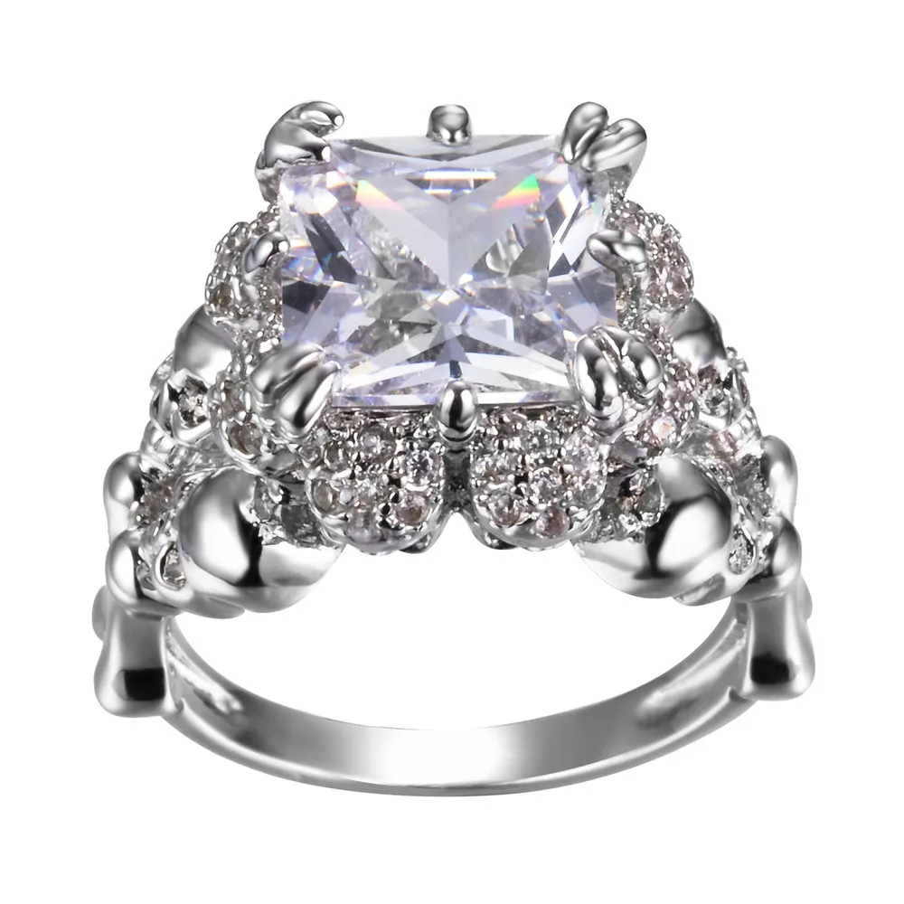 Кольцо с черепом, черный циркон, Женское Обручальное кольцо в стиле панк; бижутерия - Цвет основного камня: 6