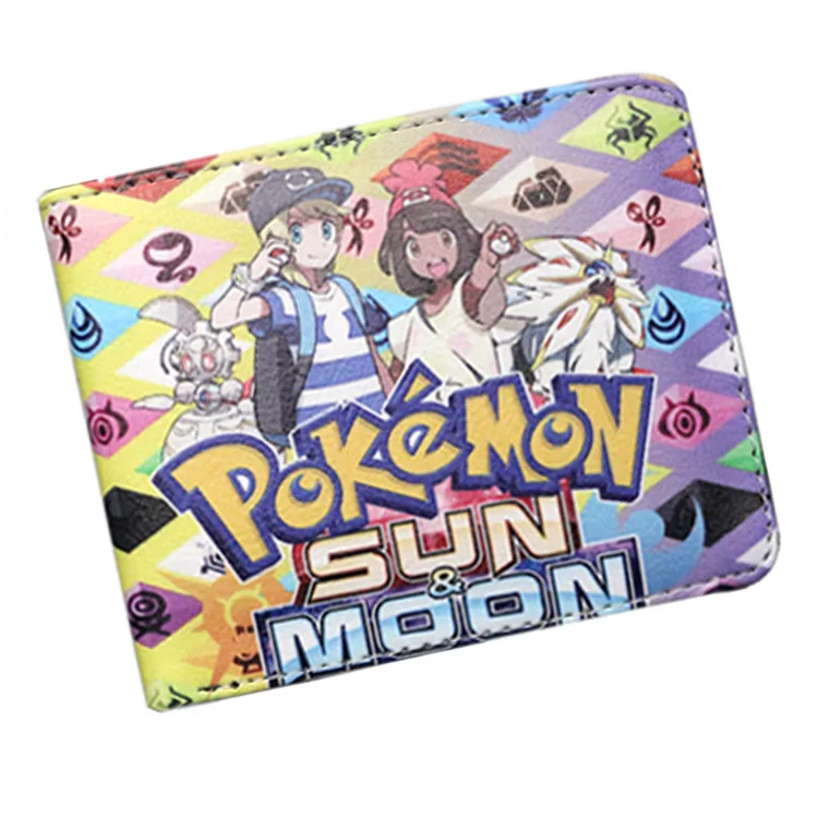 

Pokemon Sun Moon Bifold Coin Wallets Short Color Print Purse Card Photo Holder Student Wallets