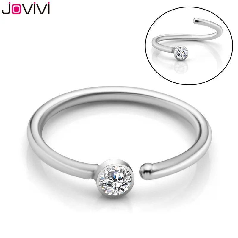 Jovivi из нержавеющей стали 20 г хрустальный шар 8 мм кольца для носа в плену серьги-гвоздики с бусинами кольцо для носа ухо спиральный для хряща Tragus Daith Sep