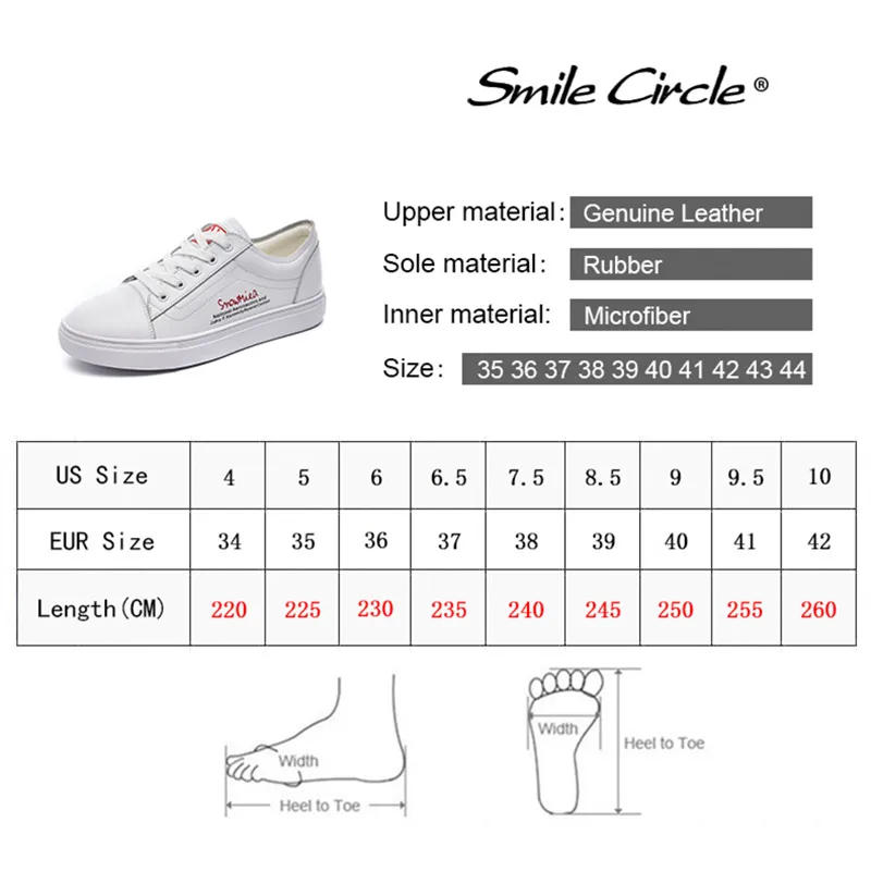 Smile Circle/Большие размеры 34 44 белые кроссовки женская повседневная обувь из