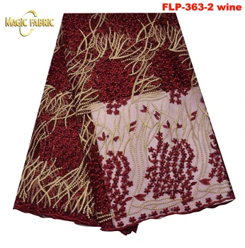 

Newest colorful French Lace Fabric wonderful African Net Lace High Quality Embroidered Tulle Lace Fabric with beads FLP-363