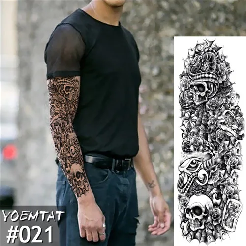Новинка, 1 шт., временная татуировка, наклейка, механический дизайн, полный цветок, тату с рукой, боди-арт, большая, поддельная татуировка, наклейка - Цвет: 07