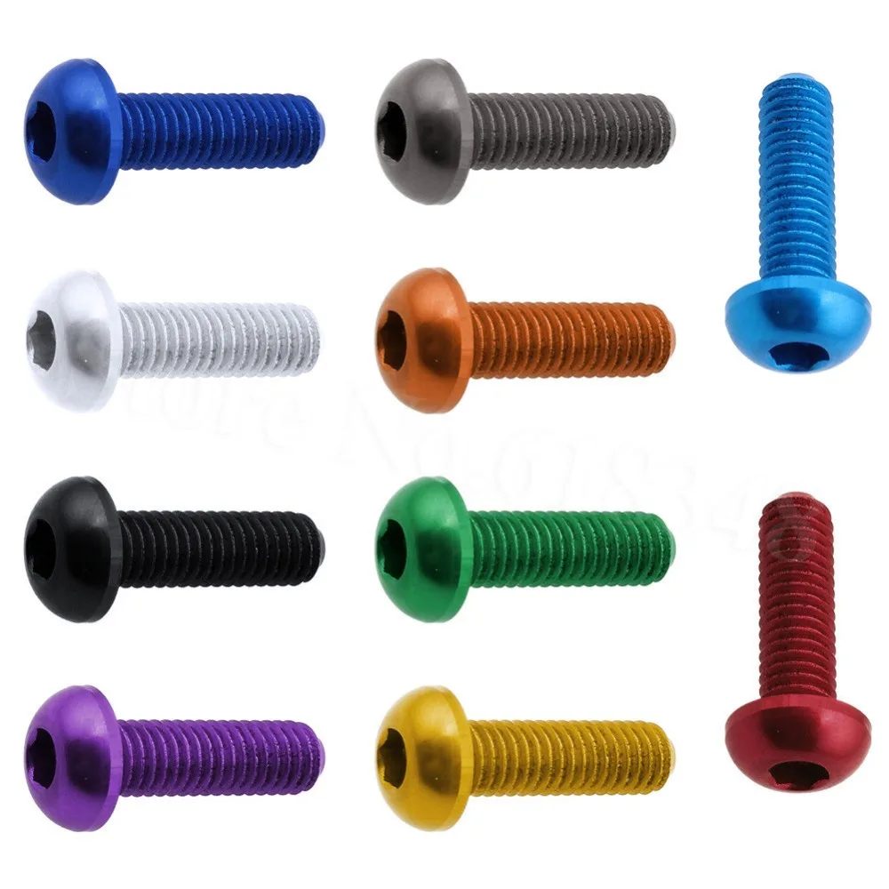 10 шт. цветные шестигранные винты M3x10mm с круглой головкой анодированный алюминий