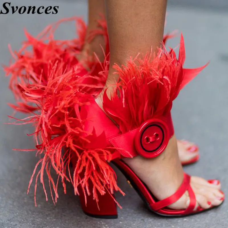 red feather sandals