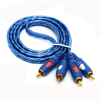 

50 PCS Popular AV Cable 2RCA to 2RCA Cable Gold Plated 3.5 Jack Audio RCA Cables Headphone AUXJack Splitter for Computer Speaker